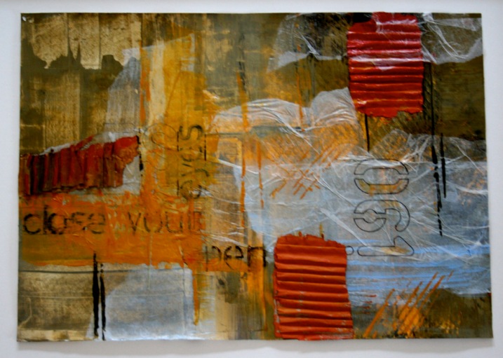 "About yourself" - Acryl-Collage Nr. II, Spachtel und Pinsel, 290 x 420 mm
